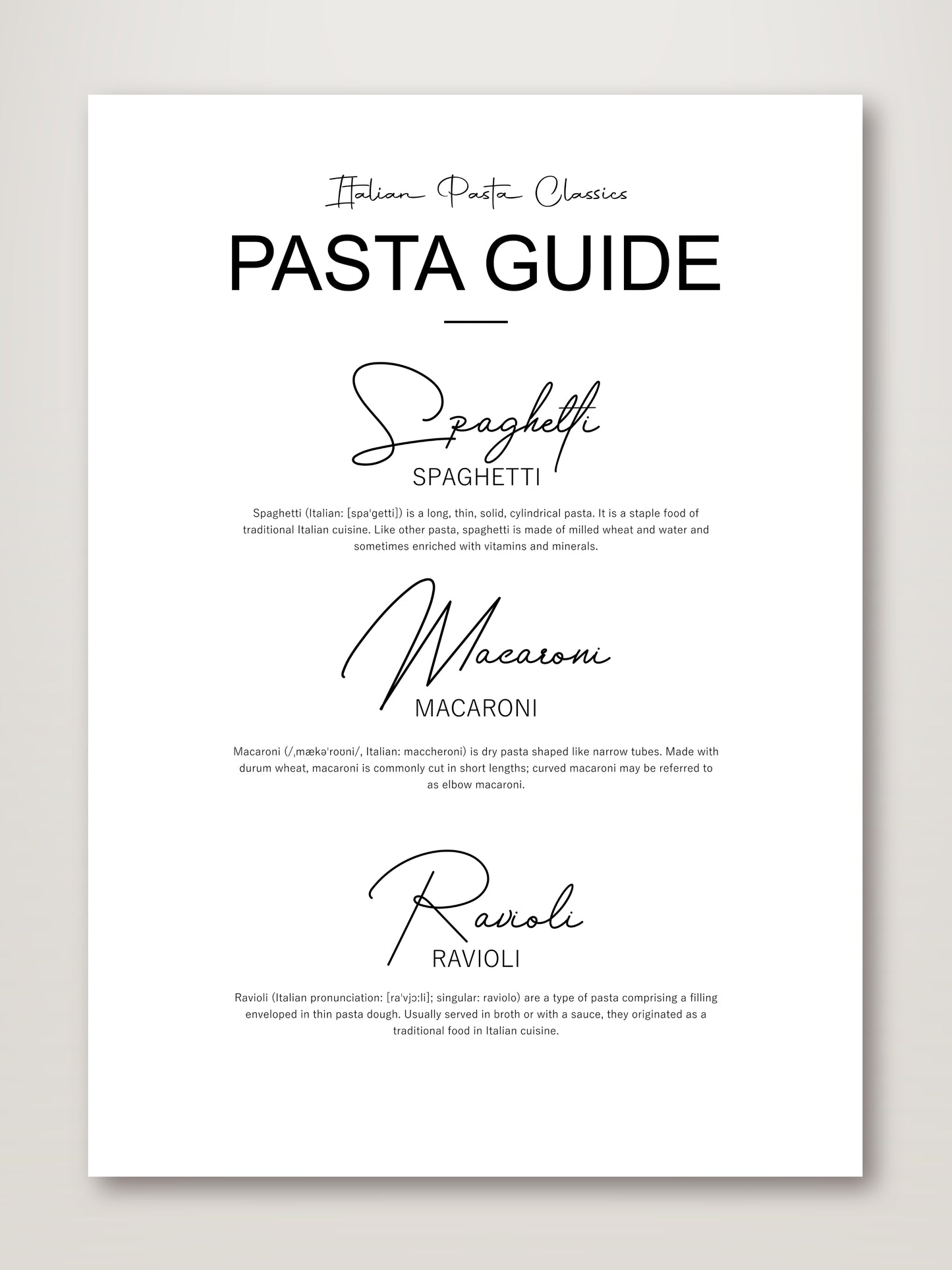 Italian Pasta Types