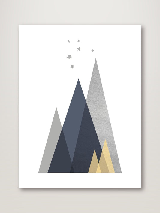 Navy, Yellow Grey Mountains I